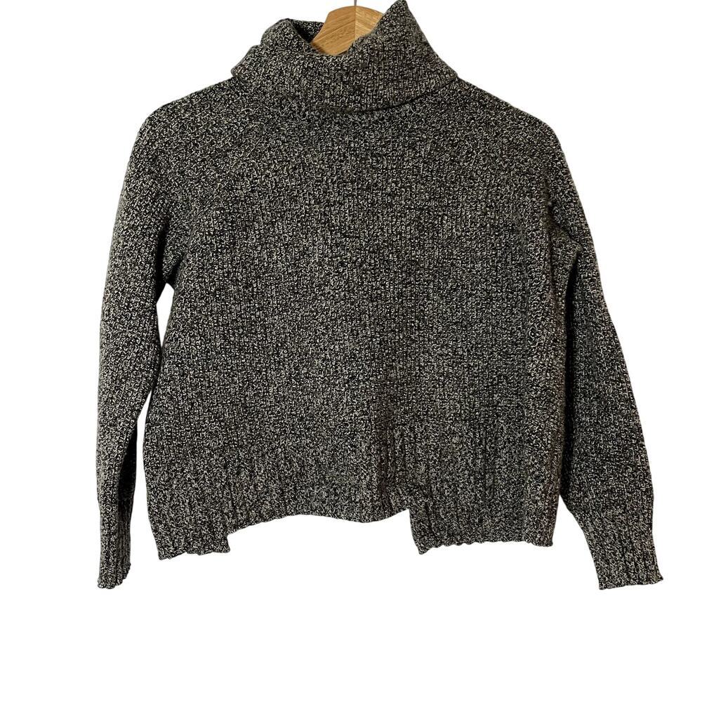 Madewell cropped turtleneck sweater women's size medium knit gray speckled